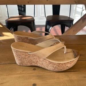 Jimmy Choo nude thong wedge shoes size 38